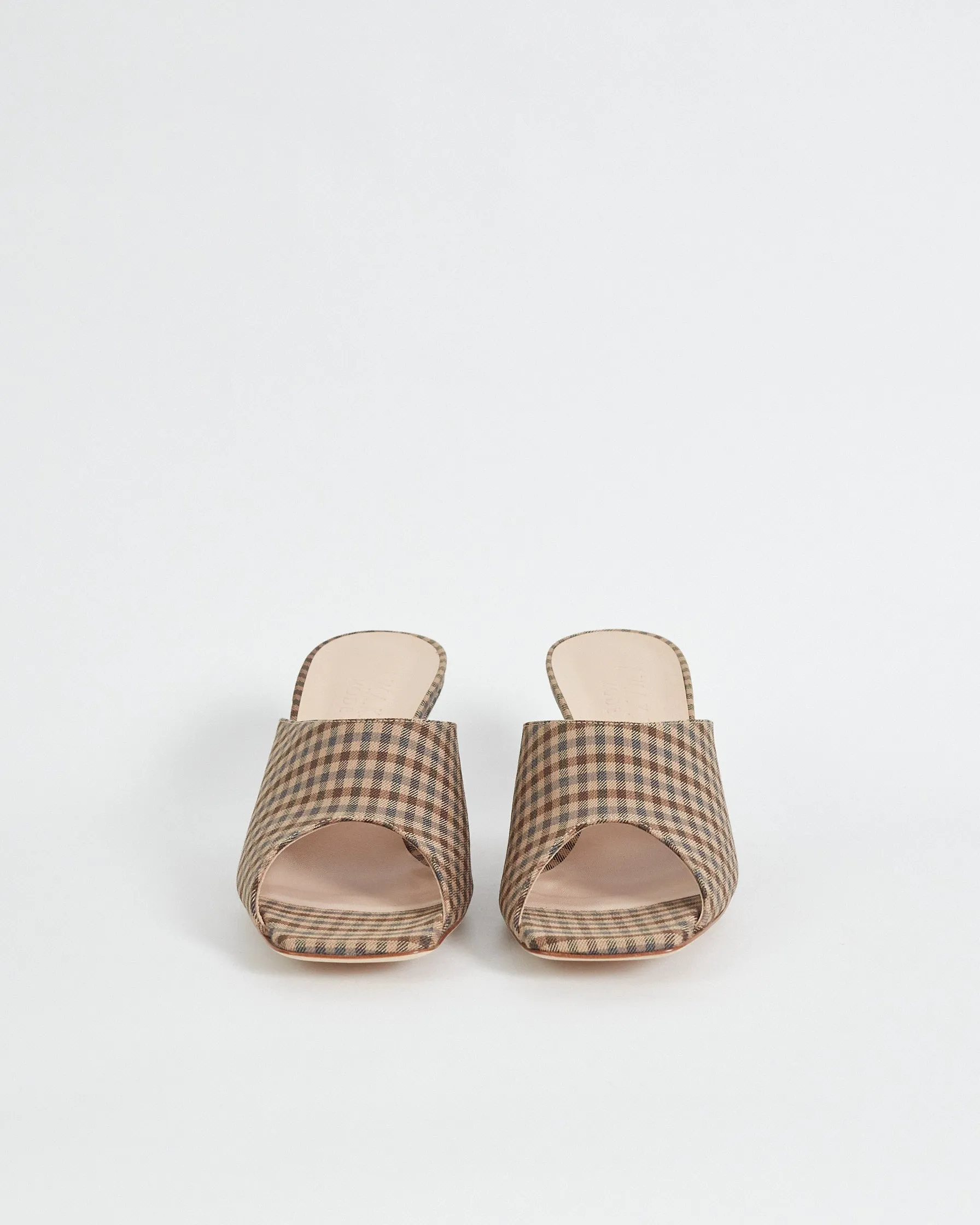 A.W.A.K.E. Mode 'irene' check mules, brown, 39