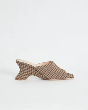 A.W.A.K.E. Mode 'irene' check mules, brown, 39