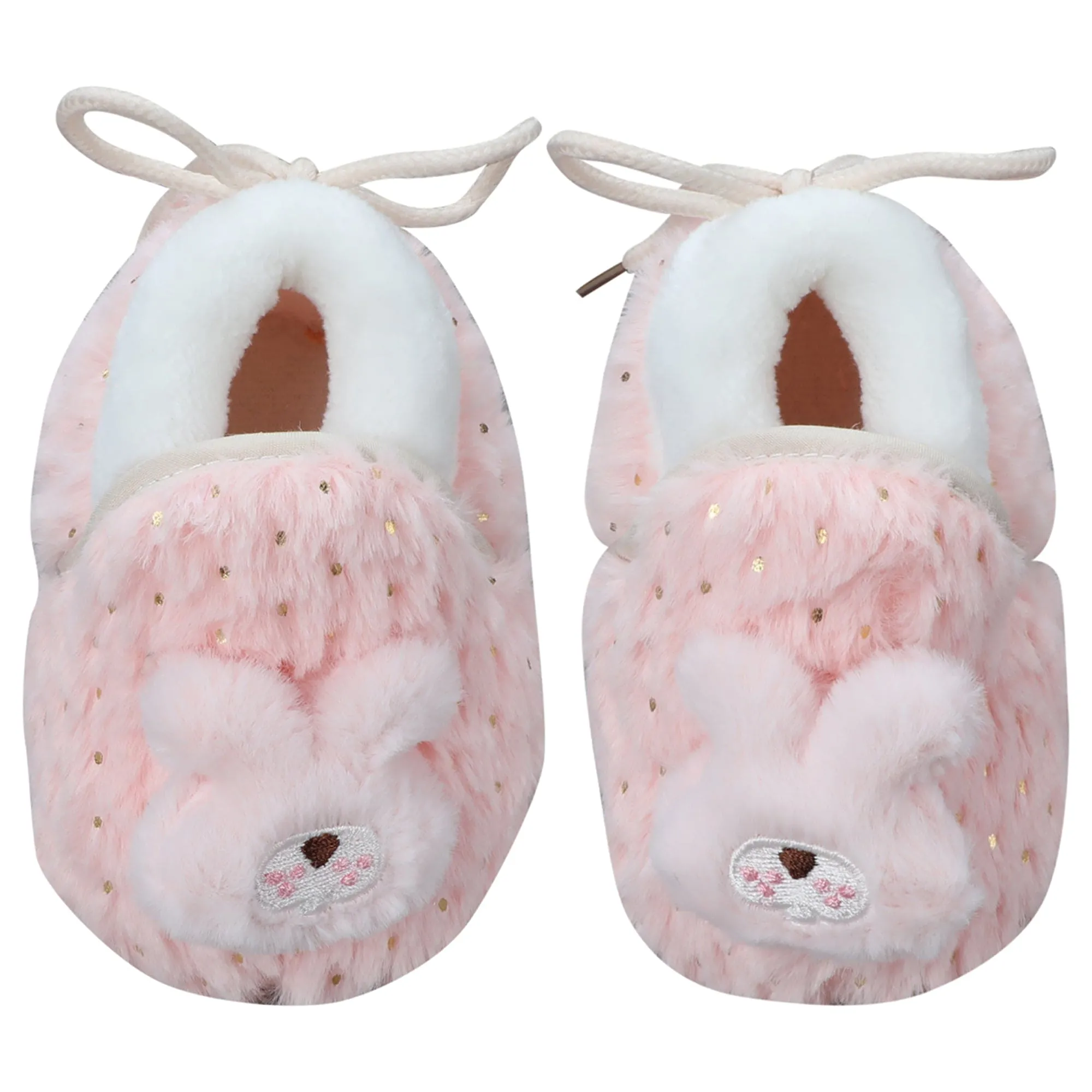 Baby Moo 3D Bunny Soft Slip-On Anti-Skid Plush Warm Booties - Pink