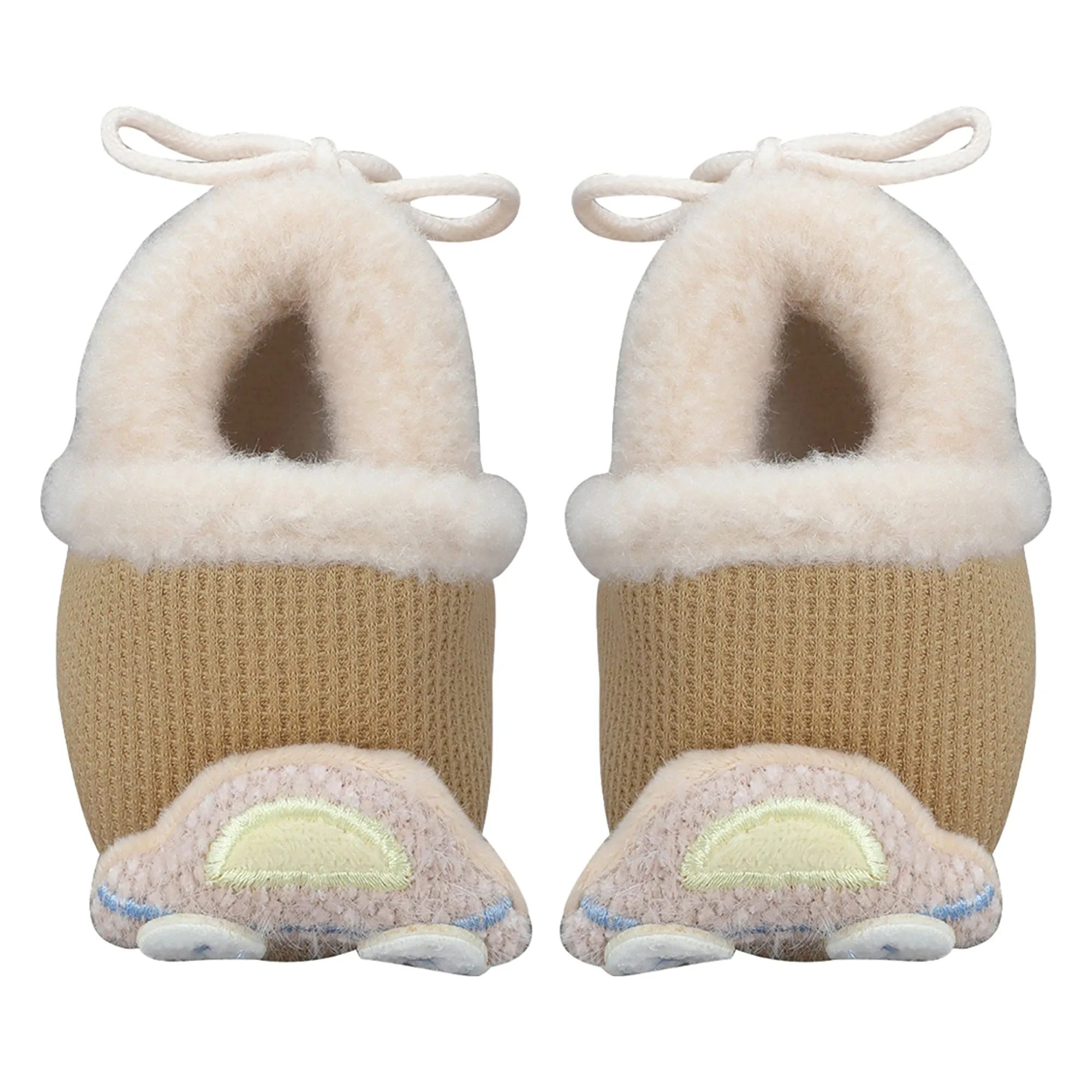 Baby Moo 3D Car Soft Slip-On Anti-Skid Plush Warm Booties - Brown