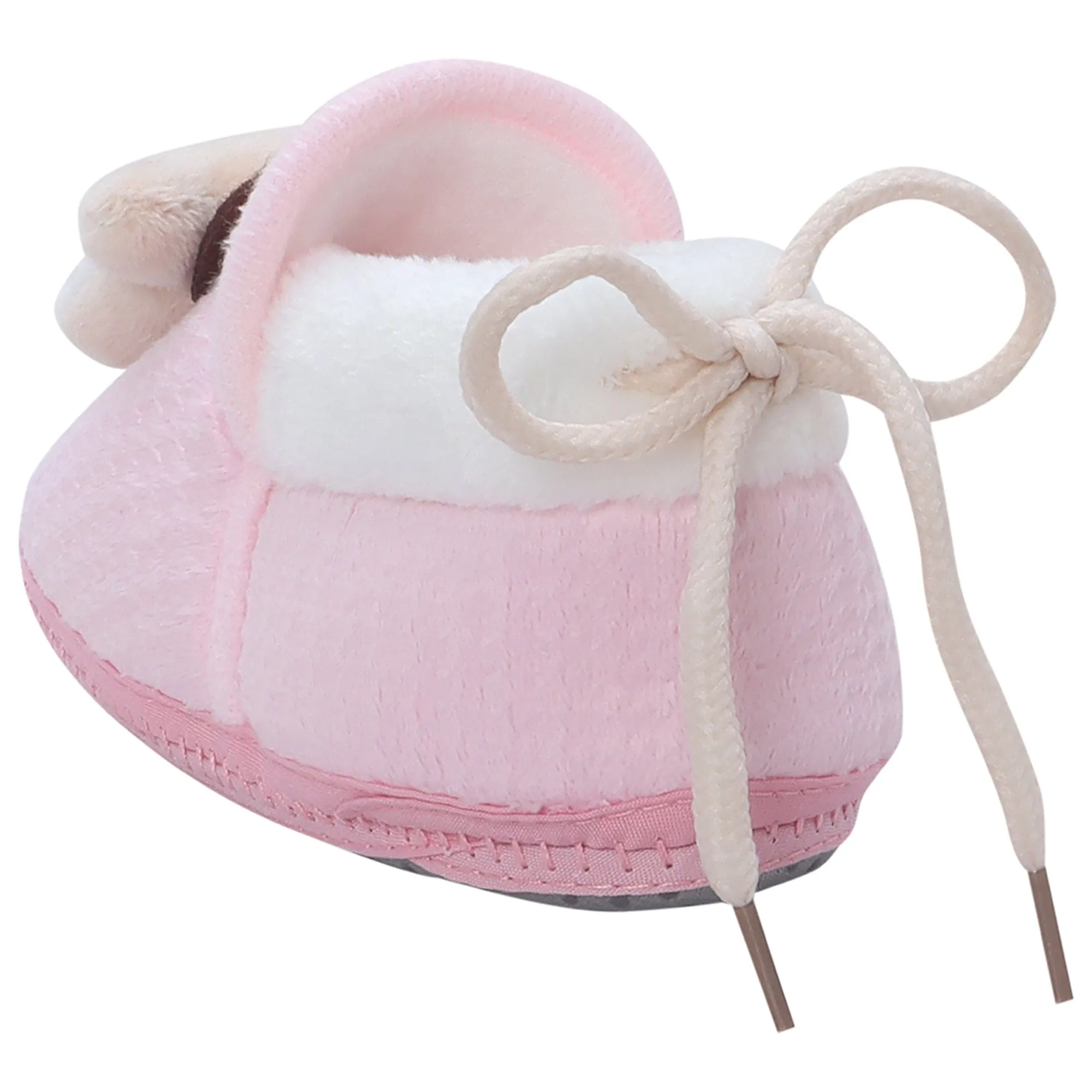 Baby Moo 3D Cow Soft Slip-On Anti-Skid Plush Warm Booties - Pink