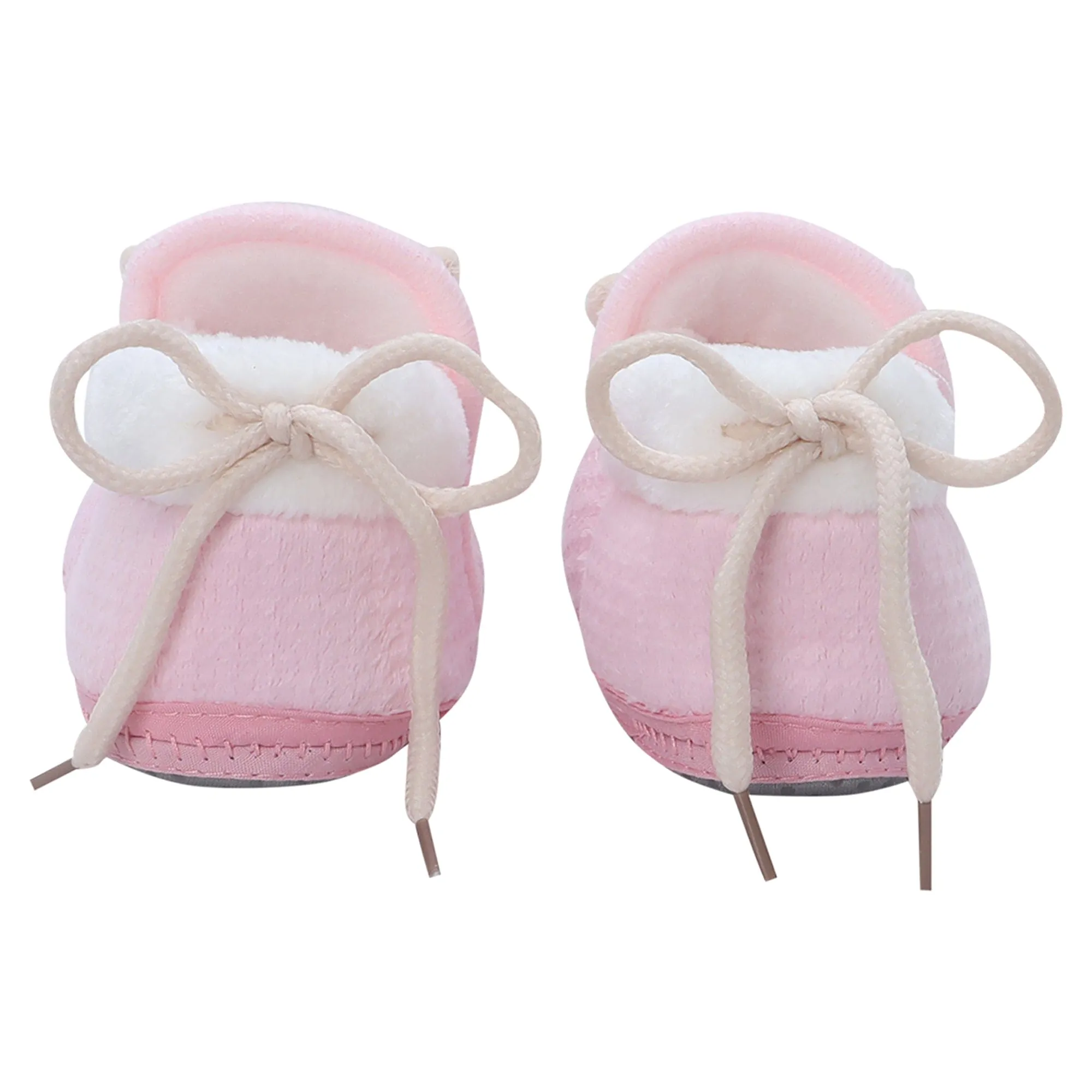 Baby Moo 3D Cow Soft Slip-On Anti-Skid Plush Warm Booties - Pink