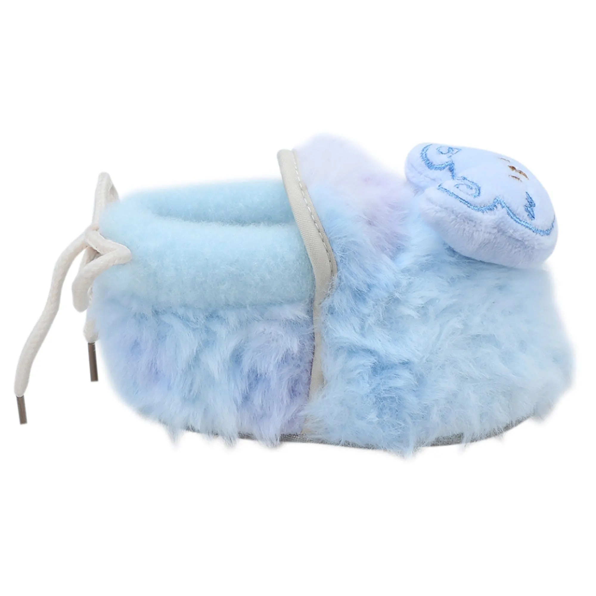 Baby Moo 3D Cute Teddy Soft Slip-On Anti-Skid Plush Warm Booties - Blue