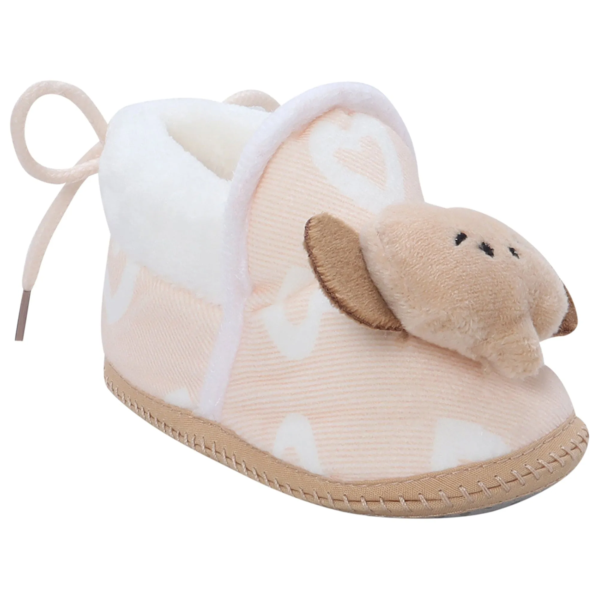 Baby Moo 3D Elephant Soft Slip-On Anti-Skid Plush Warm Booties - Beige