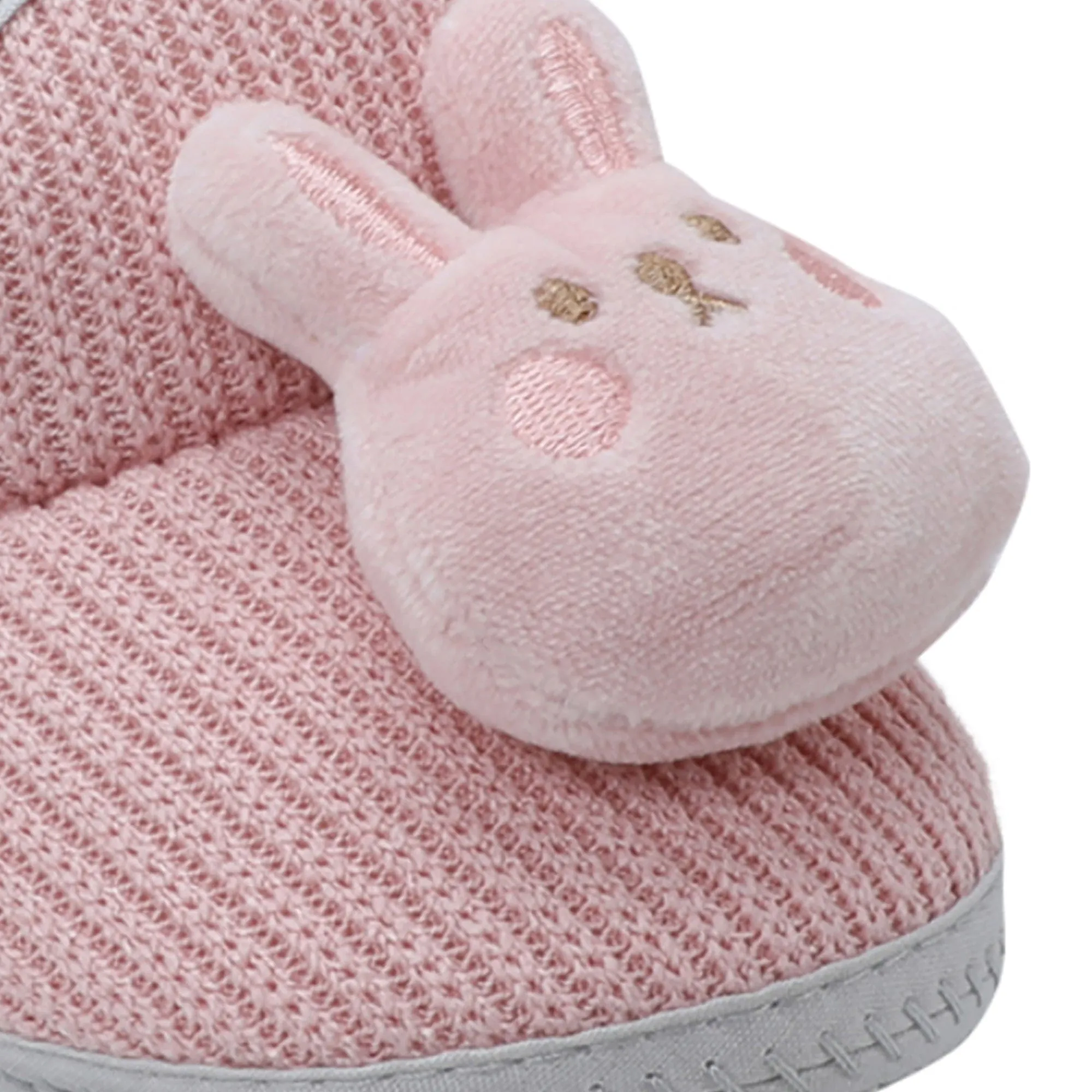 Baby Moo 3D Kitty Ribbed Soft Slip-On Anti-Skid Plush Warm Booties - Peach