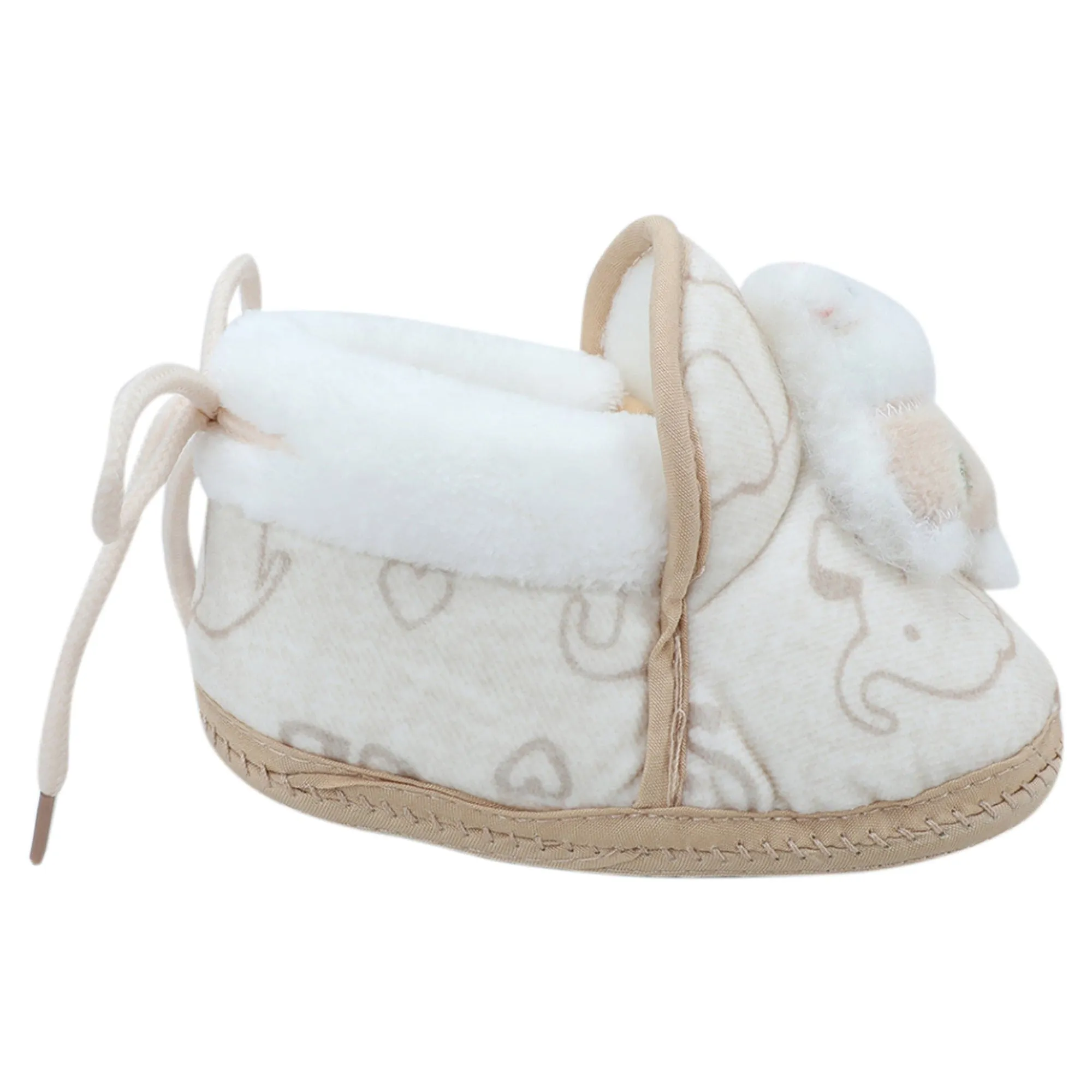 Baby Moo 3D Llama Elephant Prints Soft Slip-On Anti-Skid Plush Warm Booties - Beige