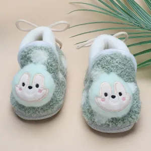 Baby Moo 3D Squirrel Soft Slip-On Anti-Skid Plush Warm Booties - Green