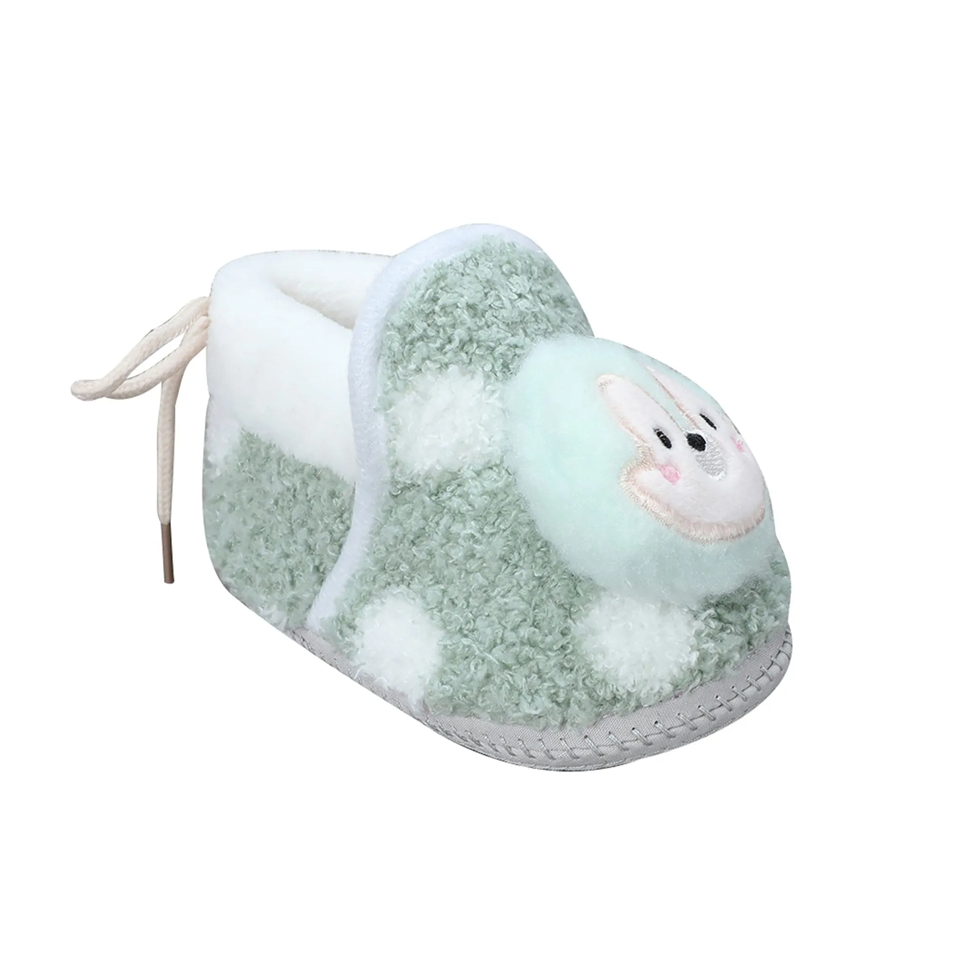 Baby Moo 3D Squirrel Soft Slip-On Anti-Skid Plush Warm Booties - Green