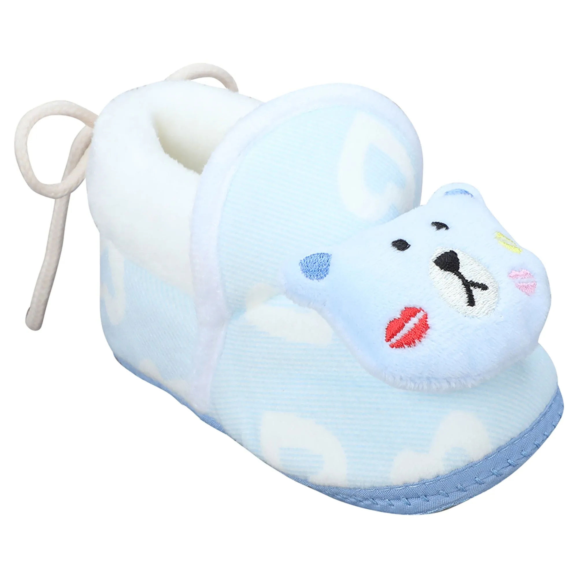 Baby Moo 3D Teddy Buddy Soft Slip-On Anti-Skid Plush Warm Booties - Blue