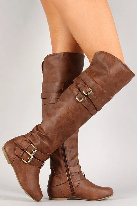 Buckled Strap Over-The-Knee Riding Boot