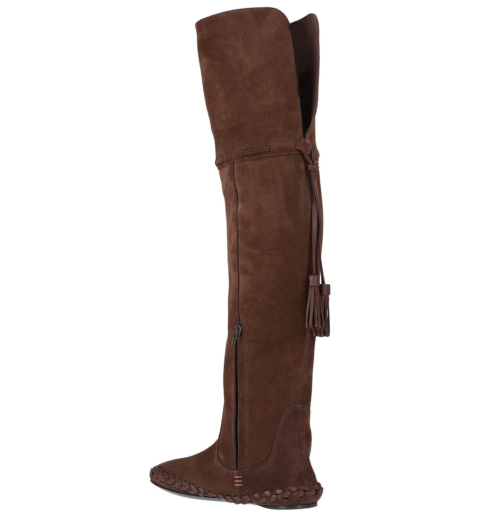 CELINE high suede boots with tassels, brown