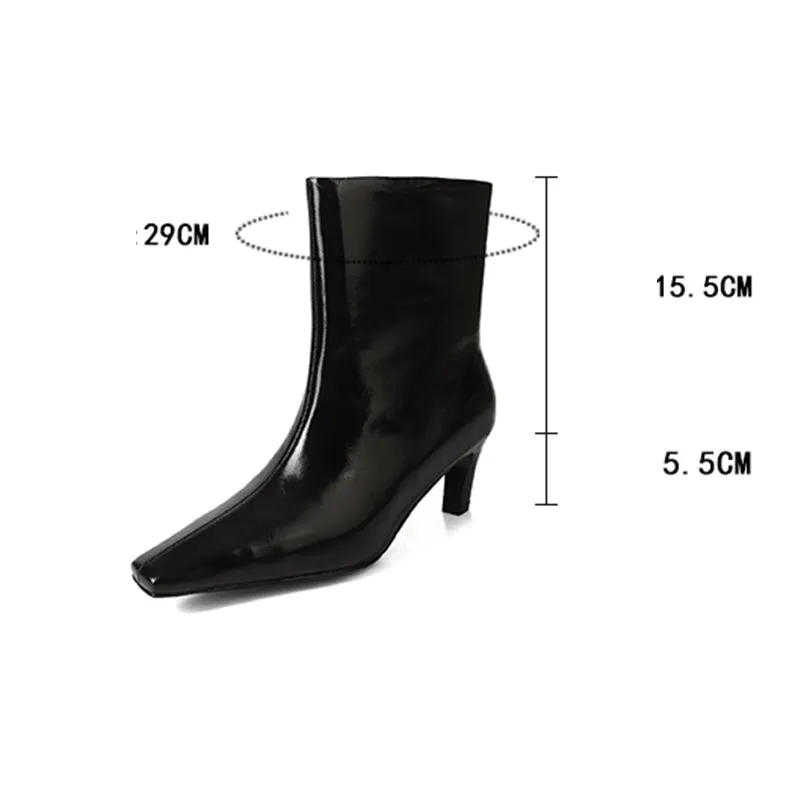 Chic Square Toe Square Heels Short Boots