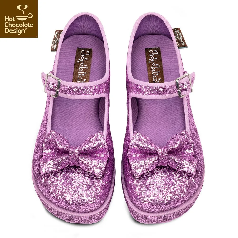 Chocolaticas® PURPLE GLITTER Women's Mary Jane Platform