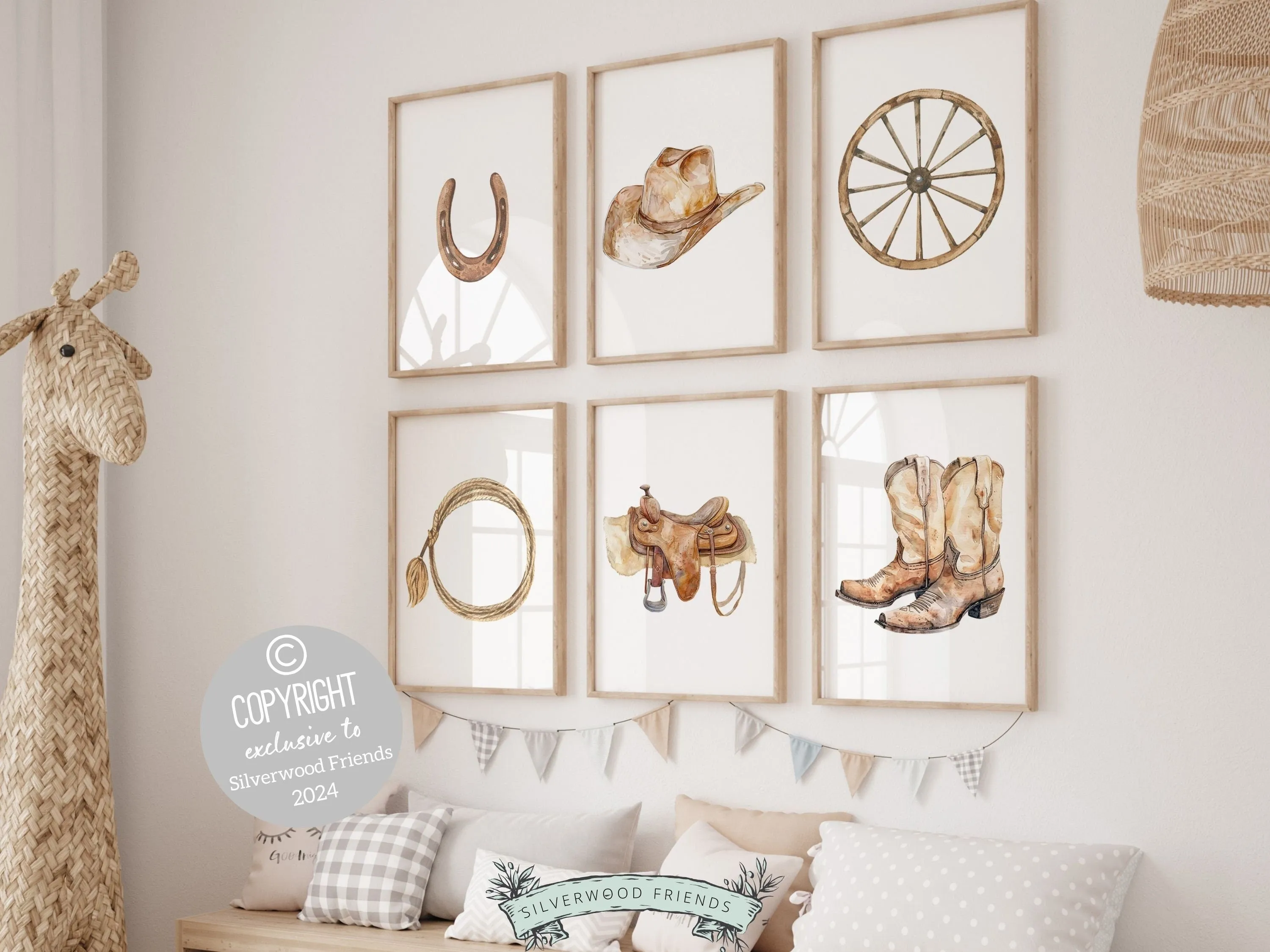 Cowboy Nursery Prints - Set of 6