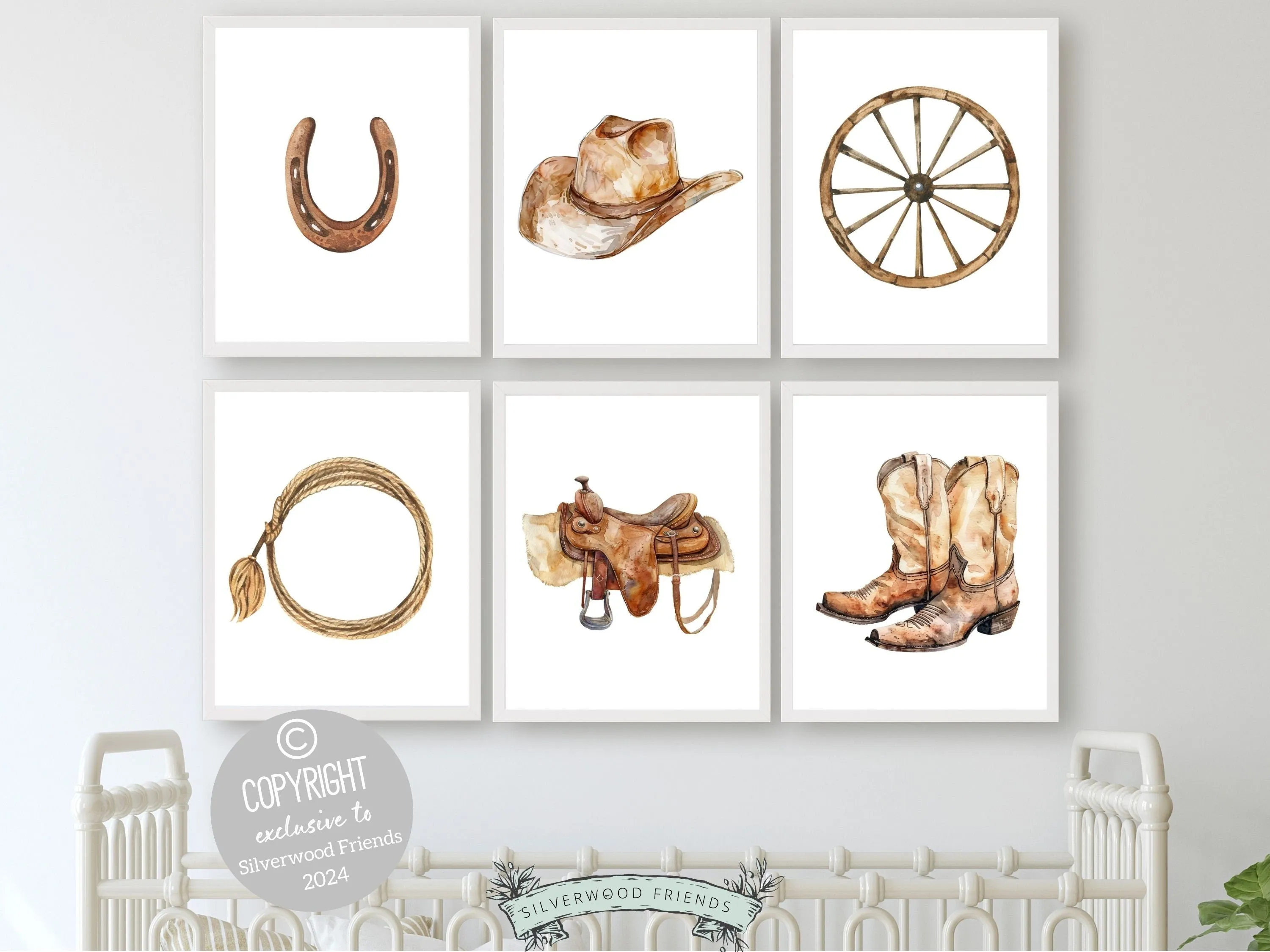 Cowboy Nursery Prints - Set of 6