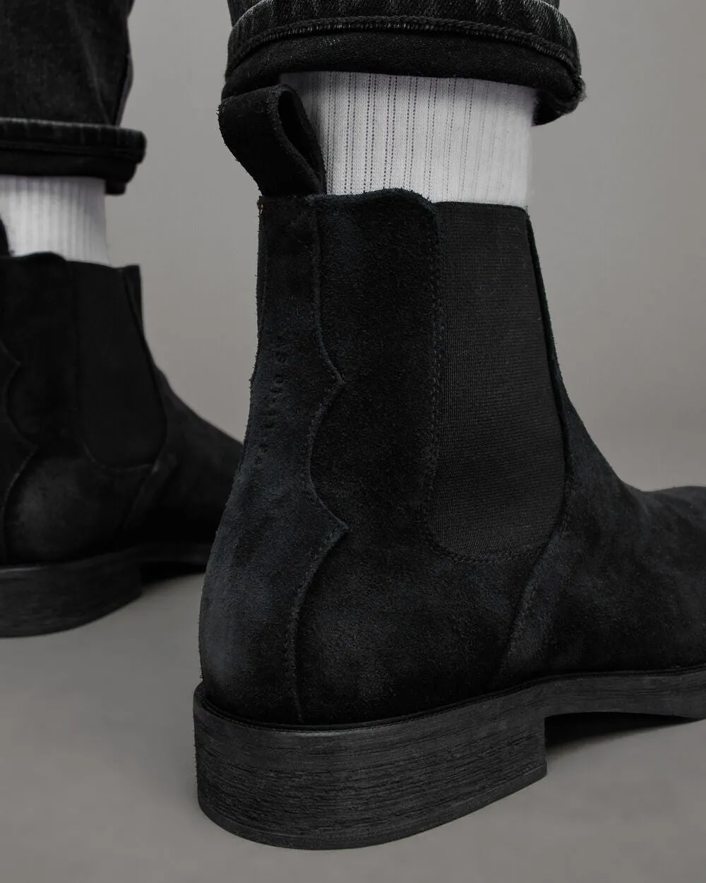 Creed AllSaints suede Chelsea boots, black