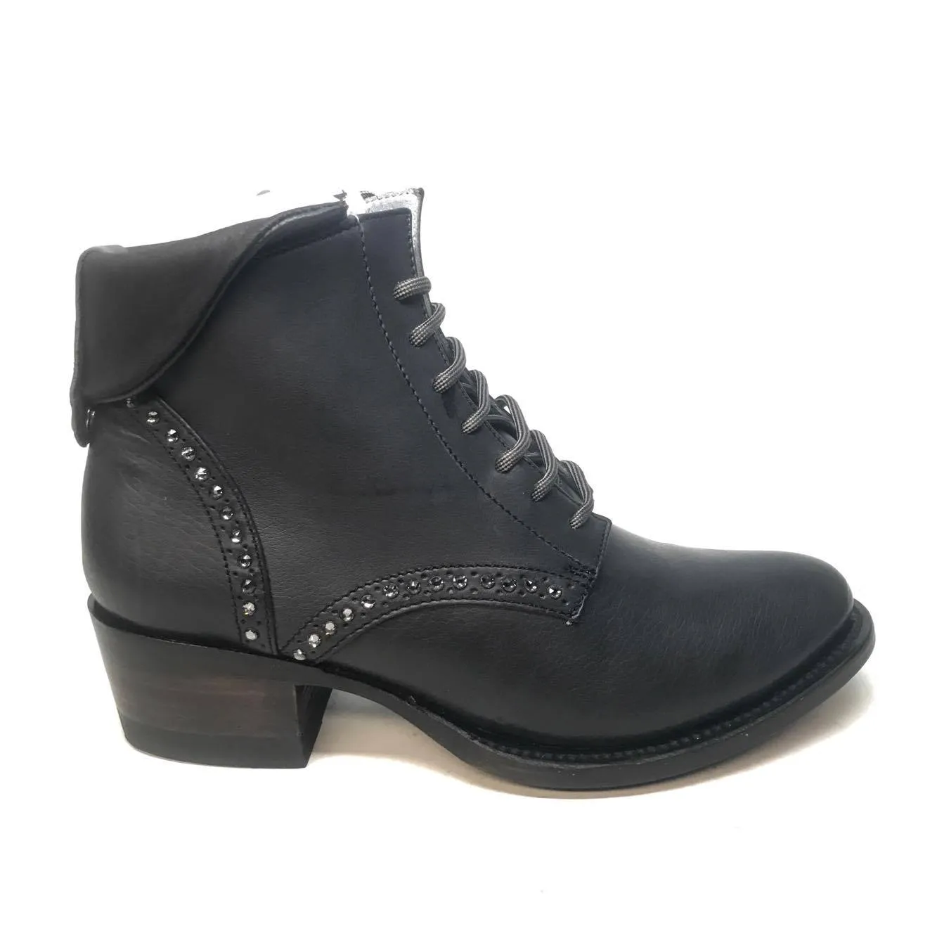 Denver Mountain Co. Ladies Crystal Leather Black Ankle Boots