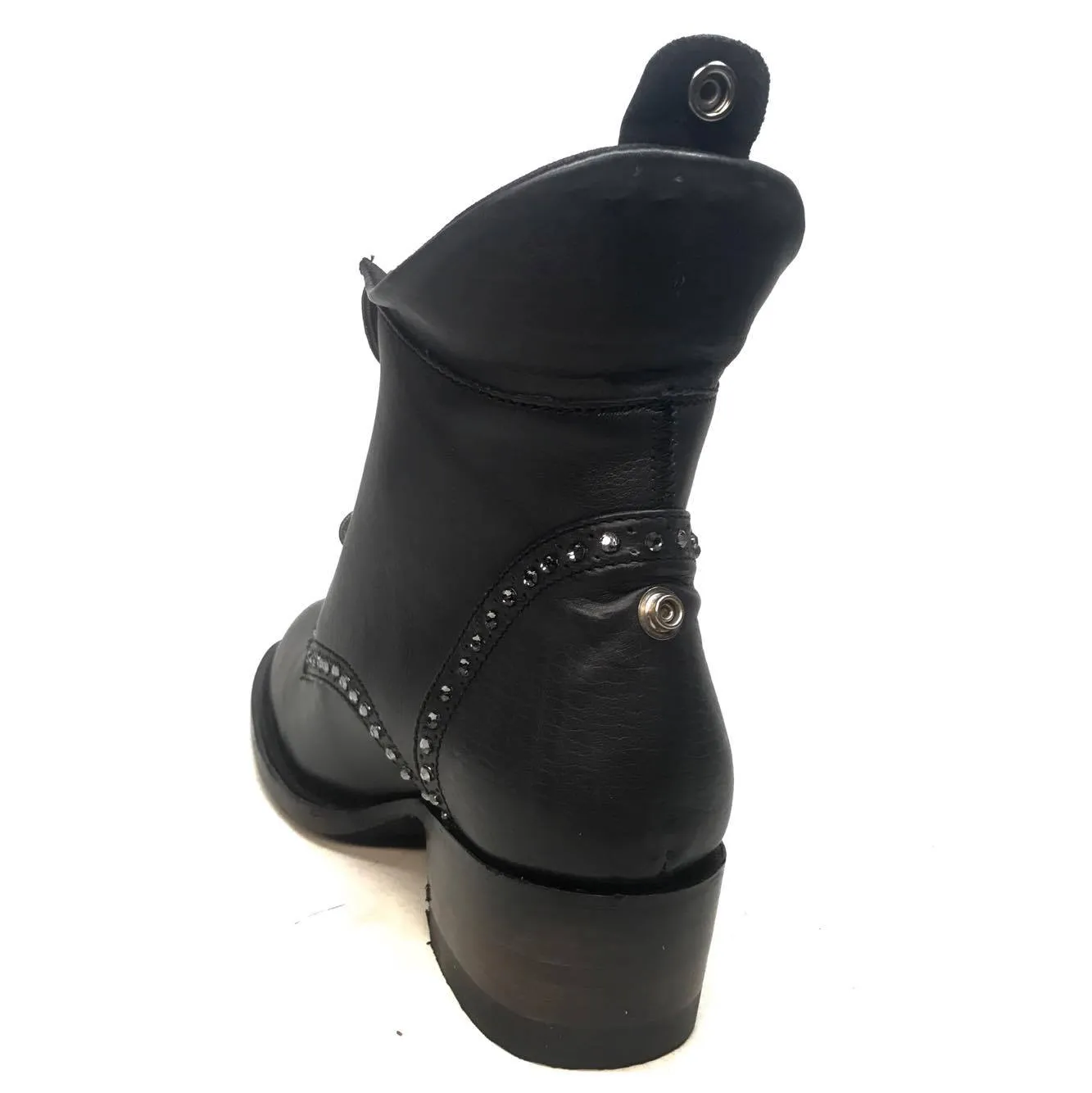 Denver Mountain Co. Ladies Crystal Leather Black Ankle Boots