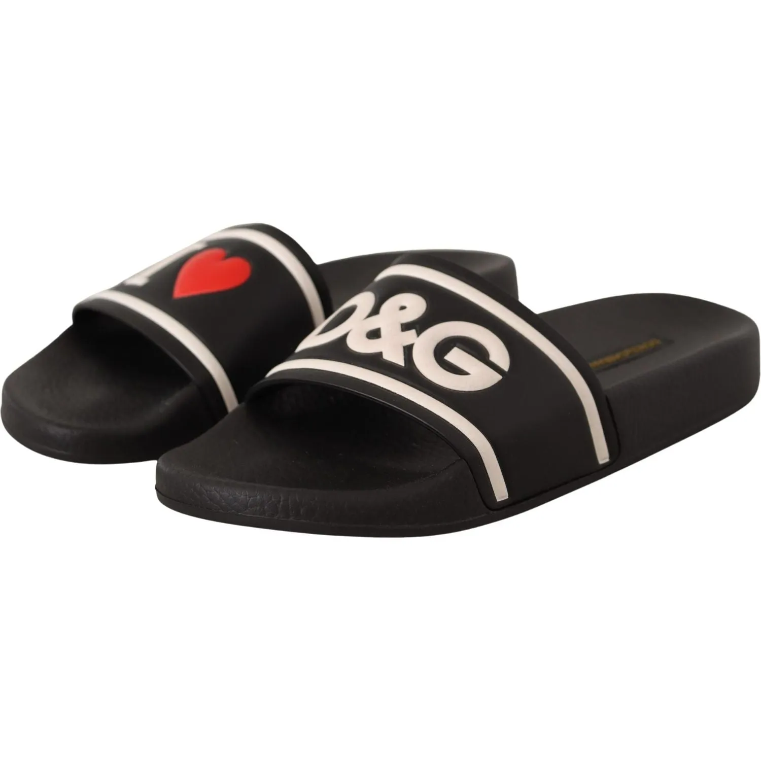 Dolce & Gabbana Elegant Black Leather Slide Sandals for Her