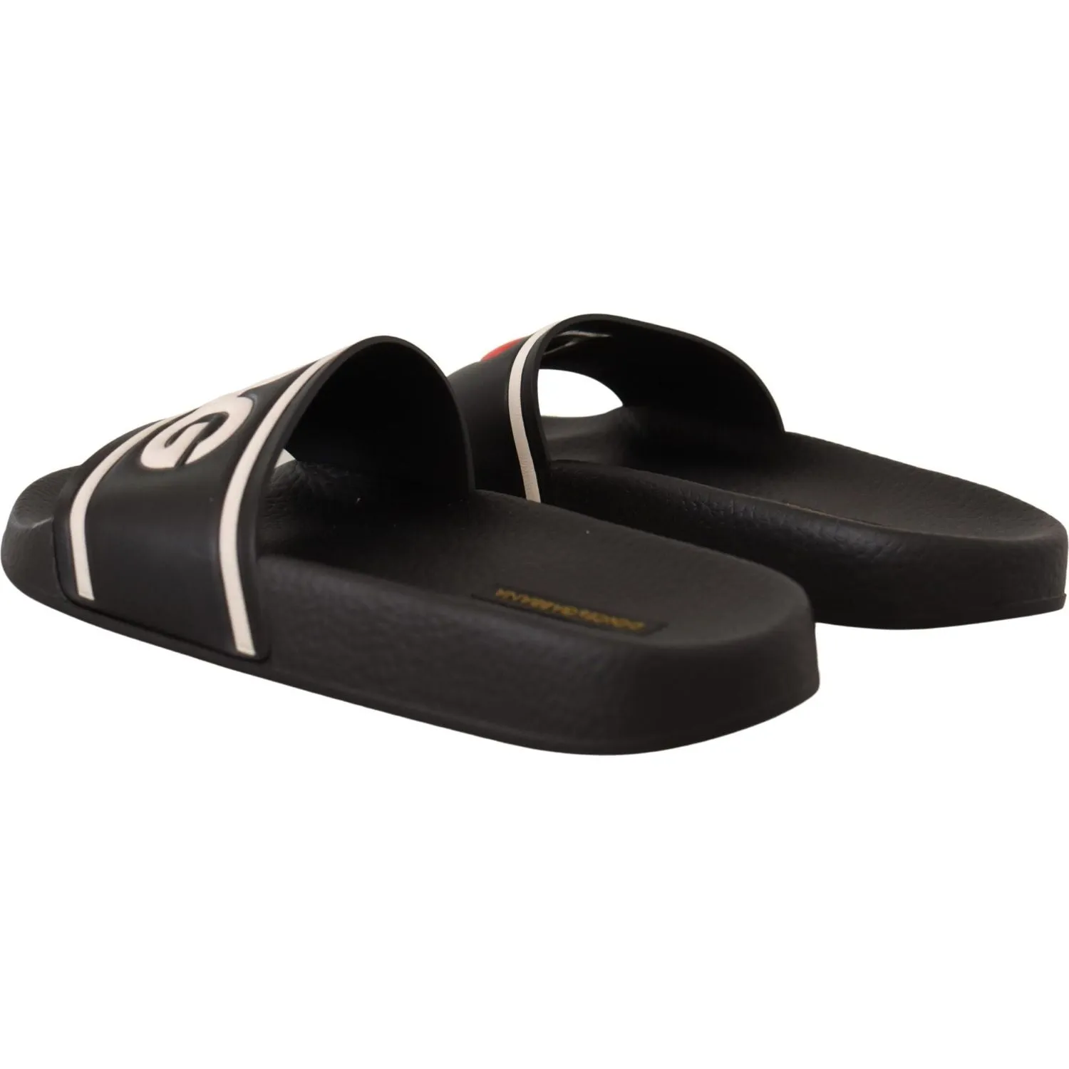 Dolce & Gabbana Elegant Black Leather Slide Sandals for Her