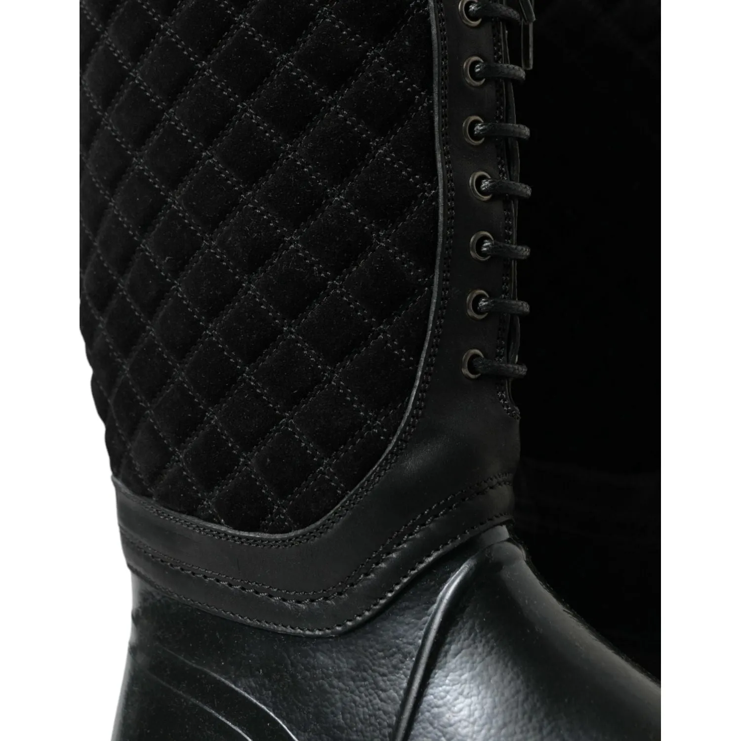 Dolce & Gabbana Elegant Quilted Lace-Up Rain Boots