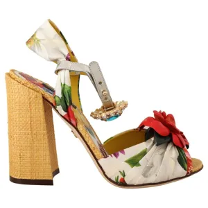 Dolce & Gabbana Multicolor Crystal Embellished Heel Sandals