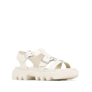 EOS Womens Flic Chunky Look Leather Sandal Bone