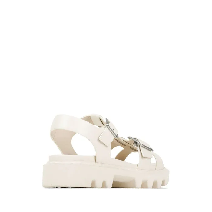 EOS Womens Flic Chunky Look Leather Sandal Bone