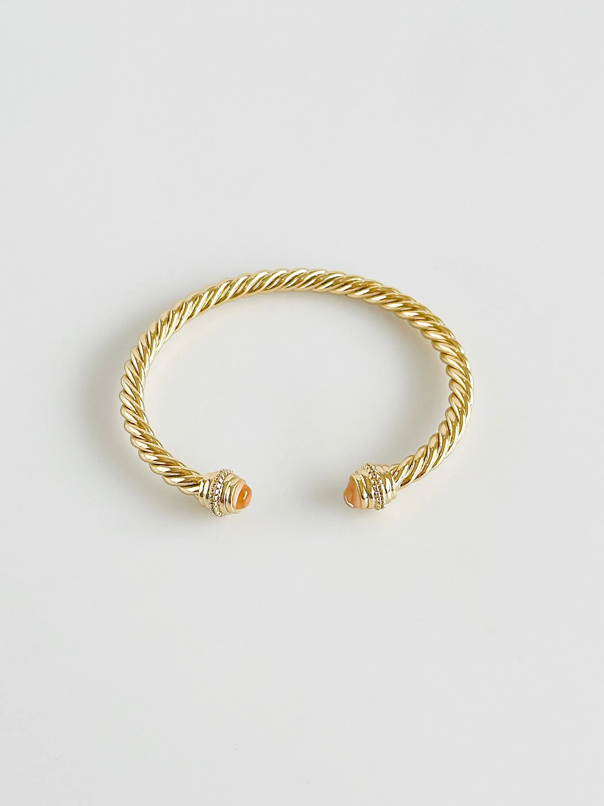 Gold Rope Pink CZ Bracelet