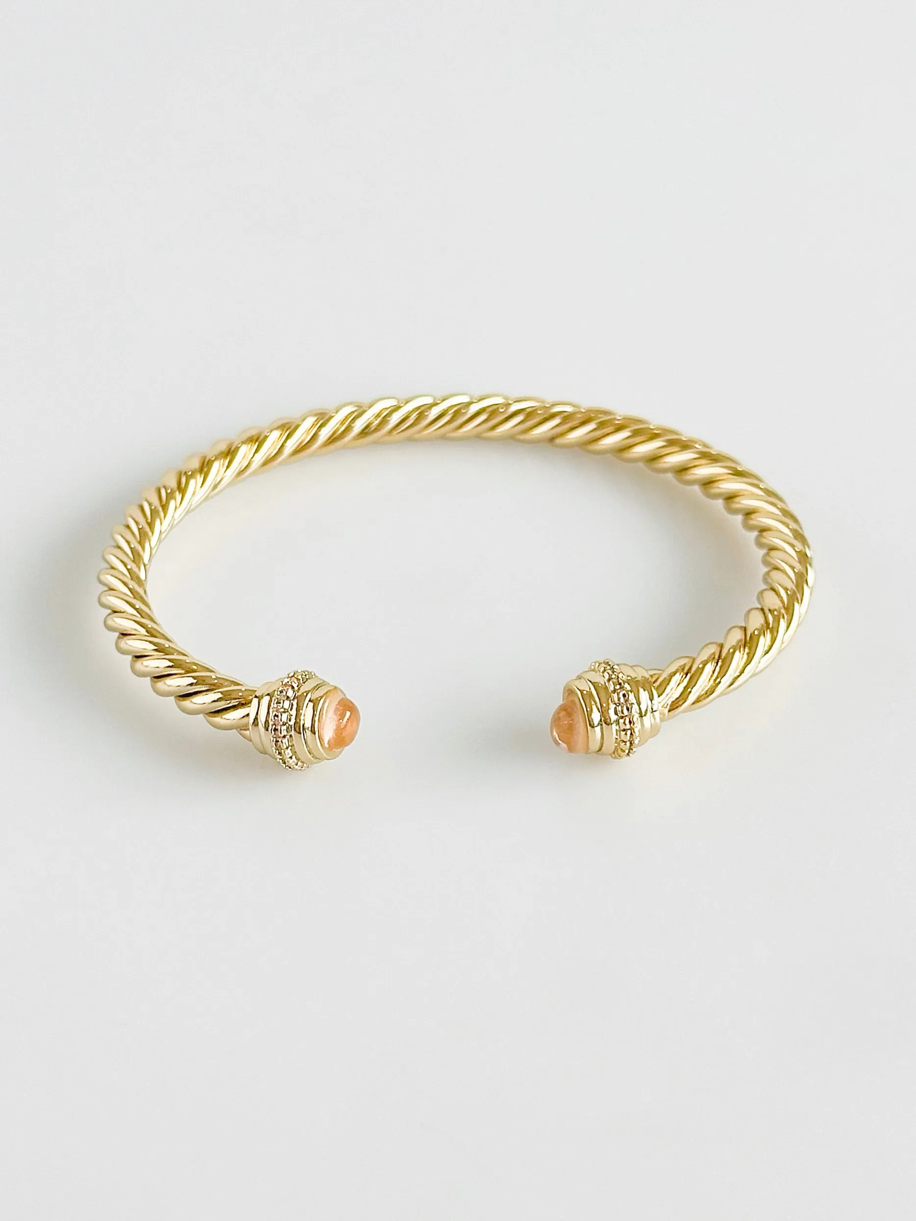 Gold Rope Pink CZ Bracelet