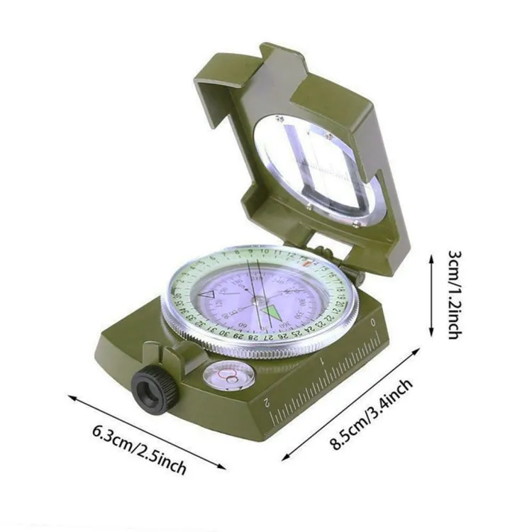 GoldGood DC60-2A Outdoor Multi-function Military Travel Geology Pocket Prismatic American Compass with Luminous Display(Army Green)