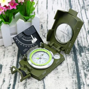 GoldGood K4074 Outdoor Multi-function Military Travel Geology Pocket Prismatic American Compass with Luminous Display(Green)