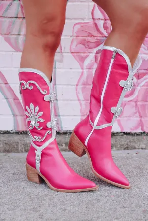 Jolene Embellished Cowgirl Boots - Pink