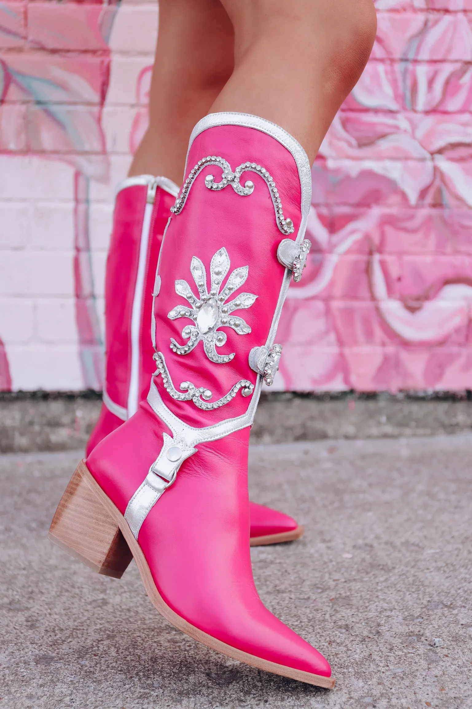 Jolene Embellished Cowgirl Boots - Pink