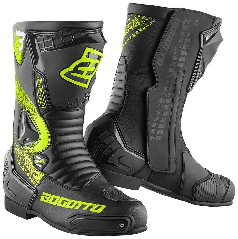 Losail Evo Bogotto Motorcycle Boots, Black/Yellow Fluorescent