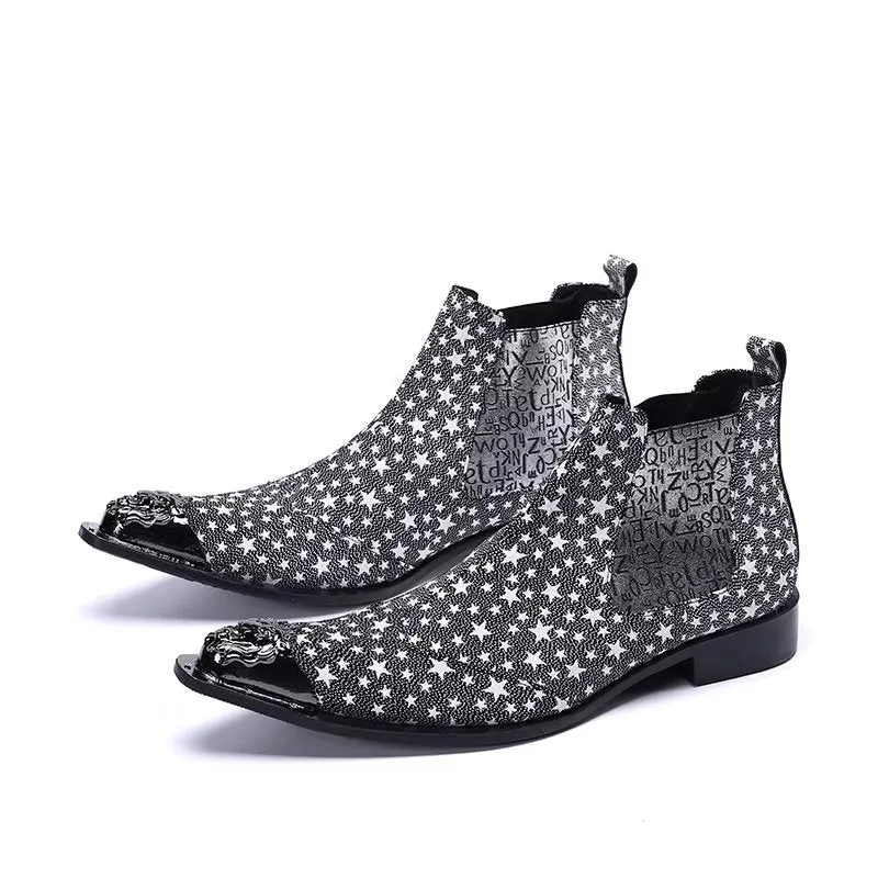 LuxeLeather Exotic Texture Slip-on Chelsea Boots