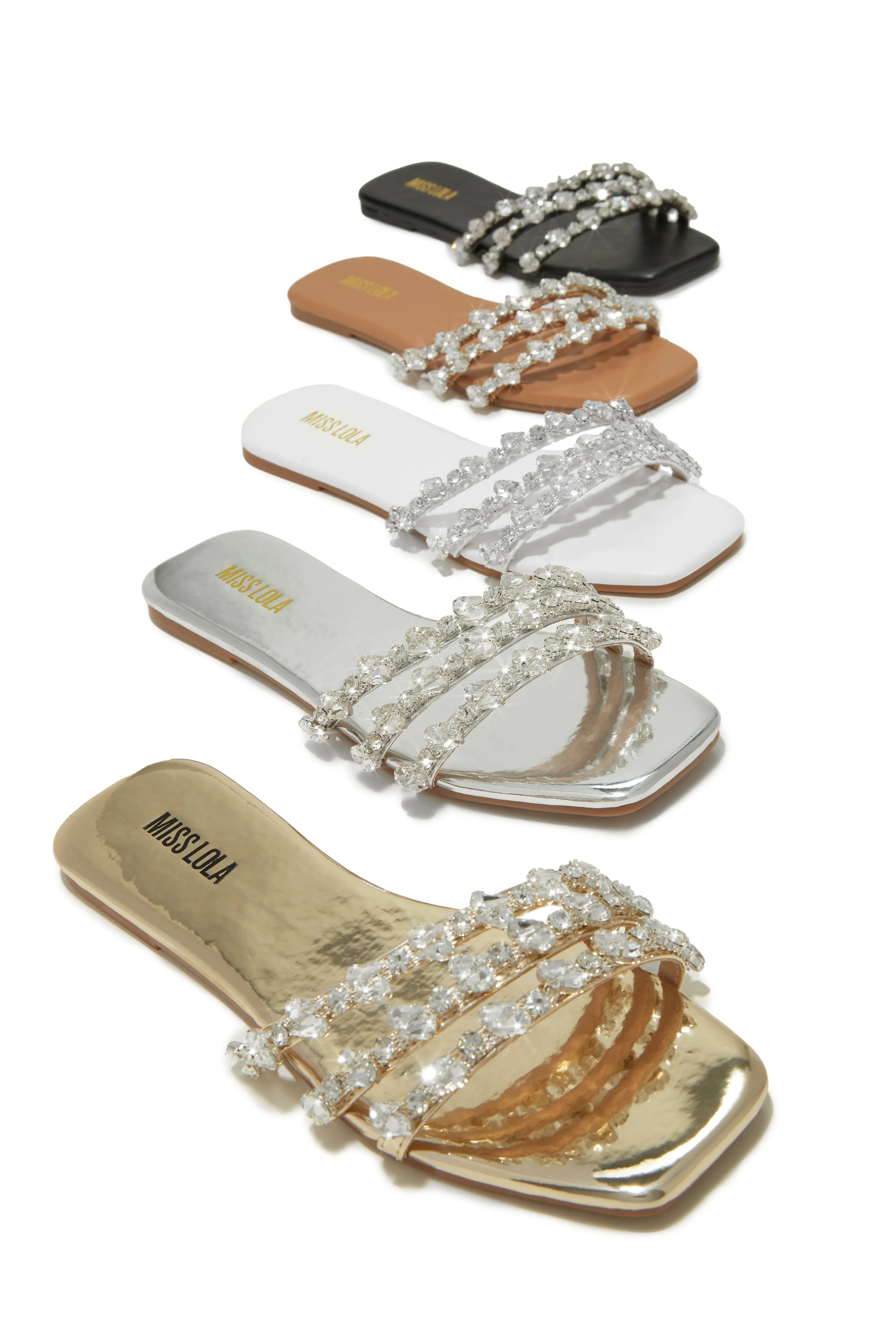 Luxury Trips Embellished Slip On Sandals - Nude