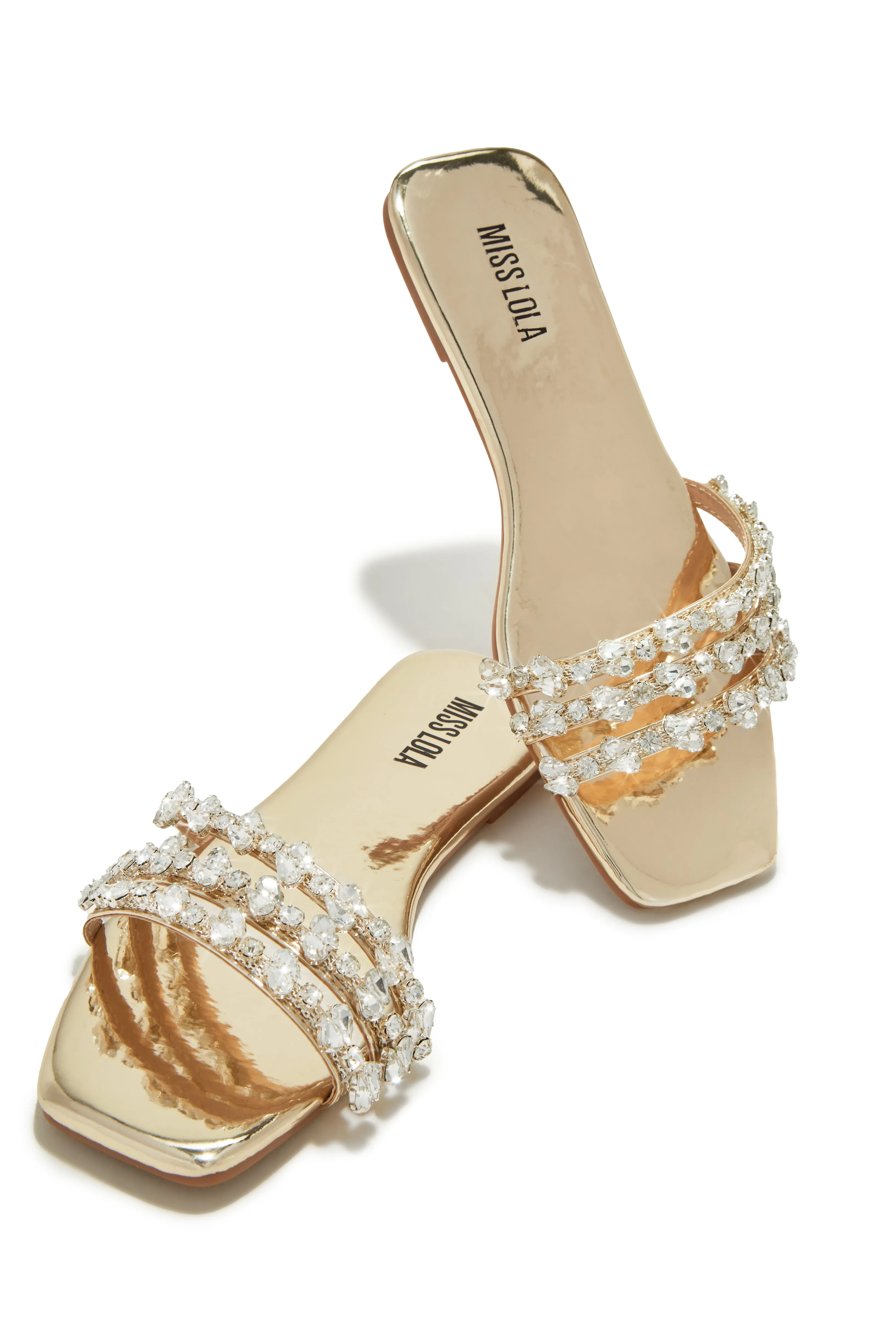 Luxury Trips Embellished Slip On Sandals - Nude