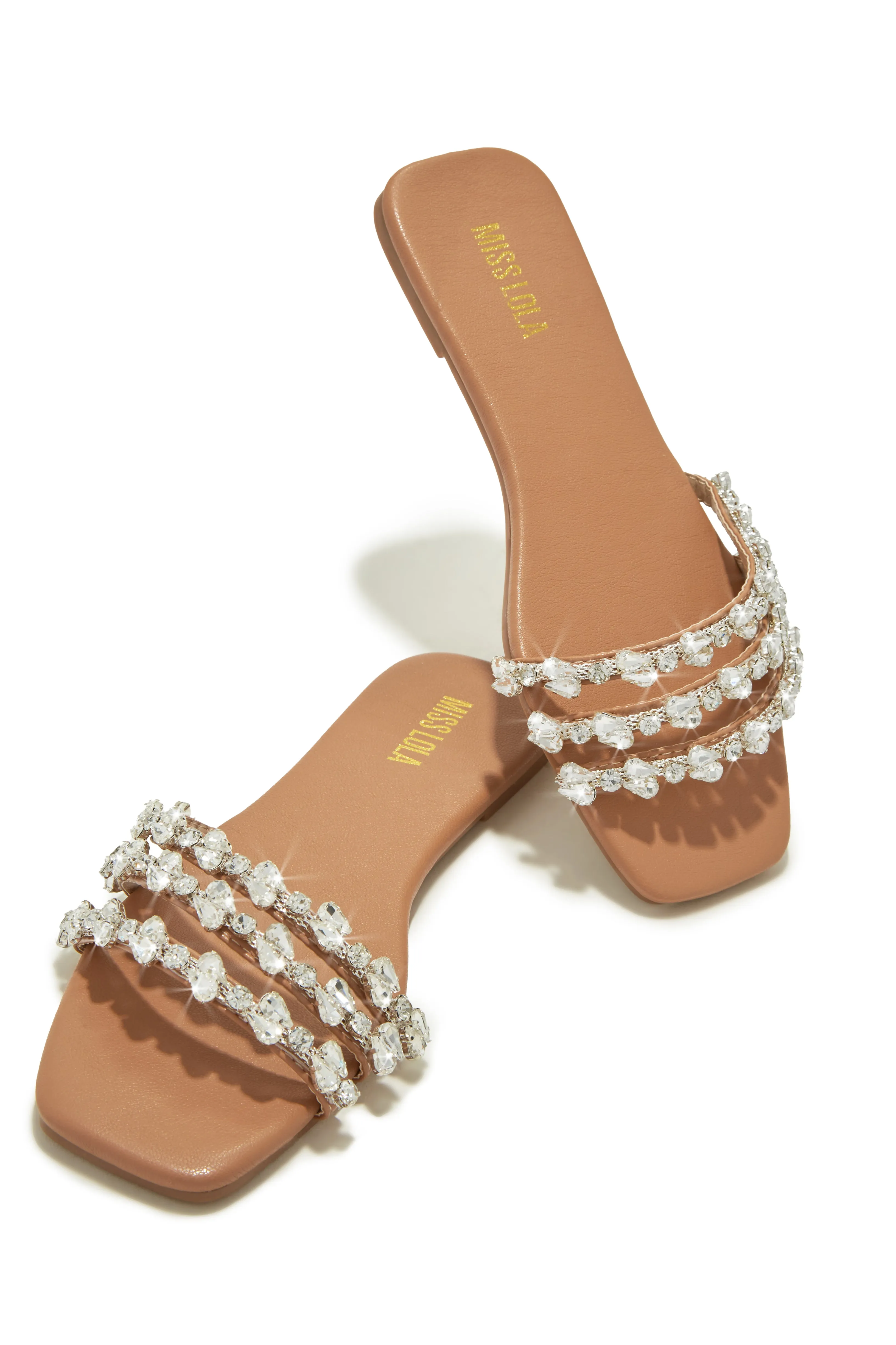 Luxury Trips Embellished Slip On Sandals - Nude