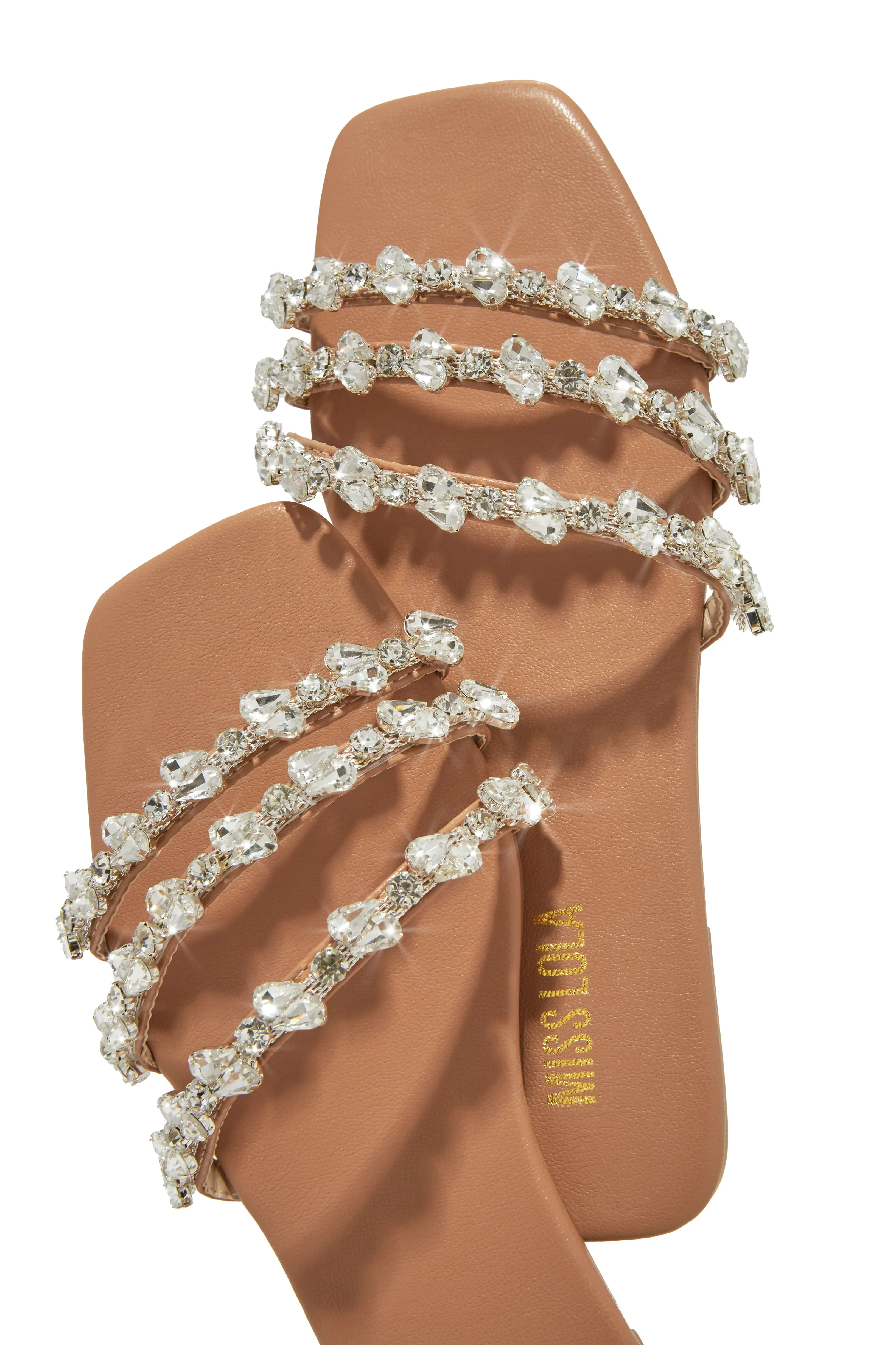 Luxury Trips Embellished Slip On Sandals - Nude