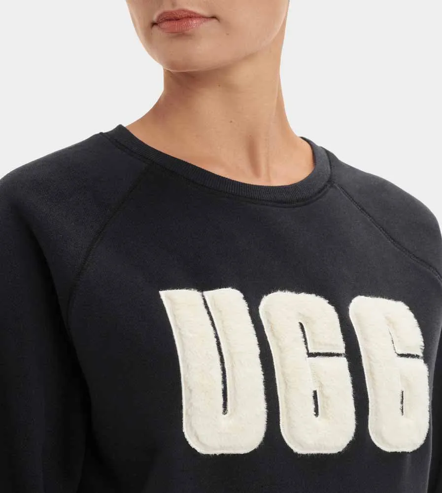 Madeline Fuzzy Logo Crewneck in Black/Cream by UGG