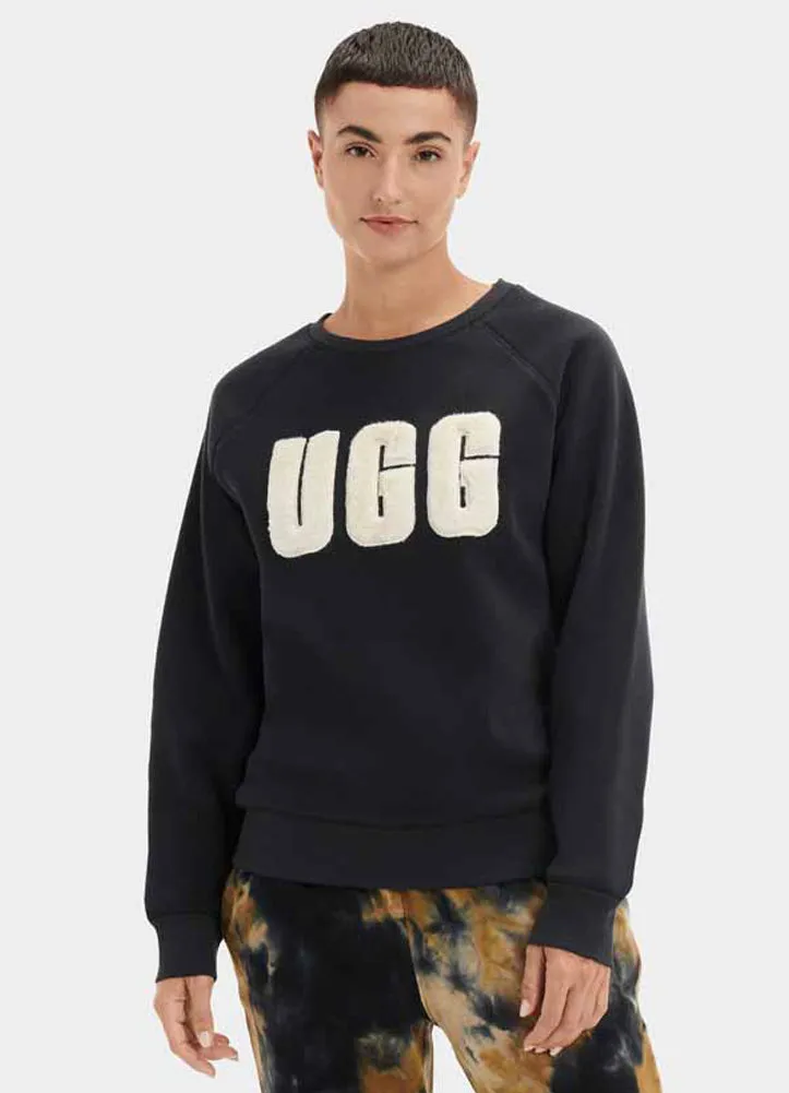 Madeline Fuzzy Logo Crewneck in Black/Cream by UGG