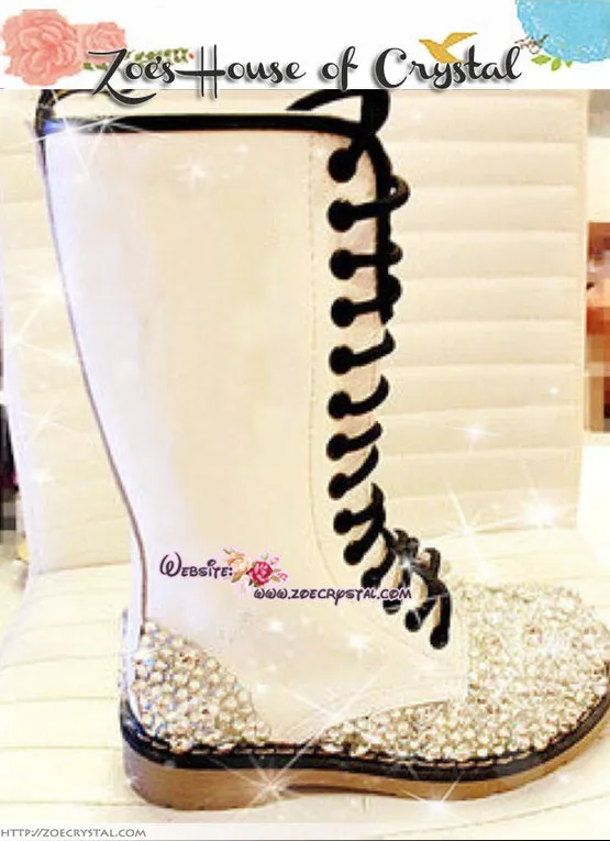 Marten Tall leather Boots with Bling and Sparkly CRYSTAL