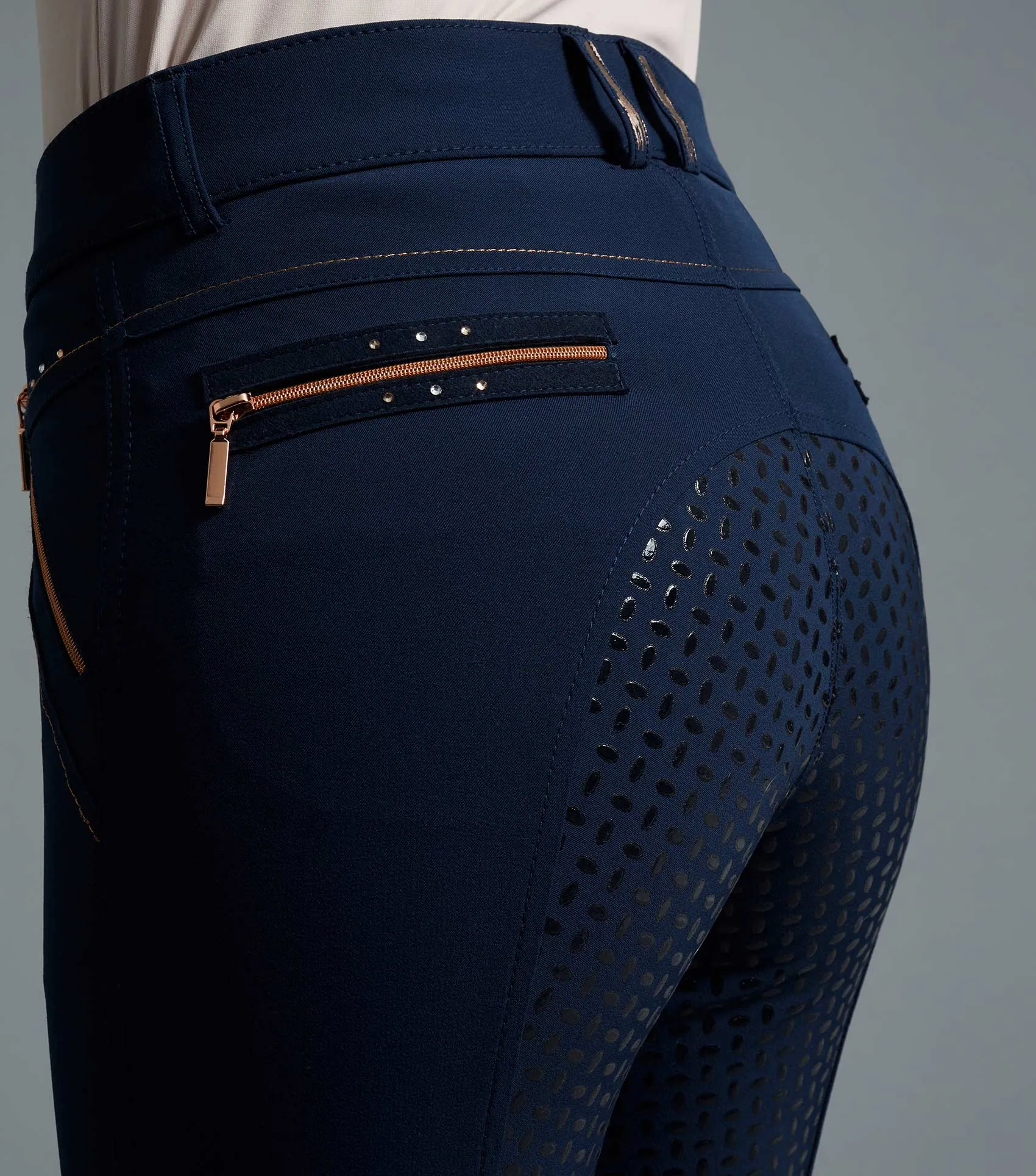 Milliania Ladies Full Seat Gel Riding Breeches Navy