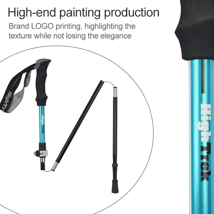 Outdoor Mountaineering Portable Foldable Ultra light Aluminium Alloy Alpenstocks Trekking Poles, Length : 35-125CM (Gold)