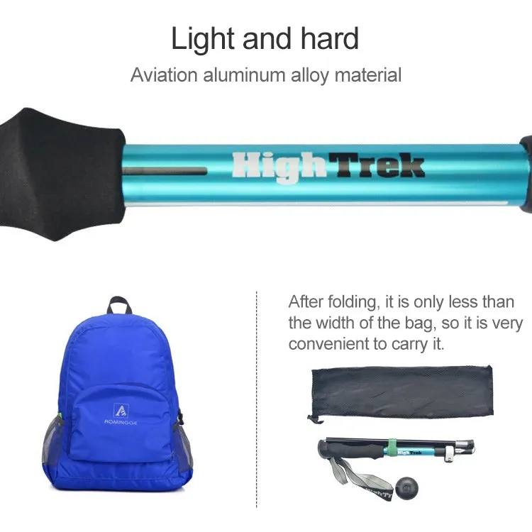 Outdoor Mountaineering Portable Foldable Ultra light Aluminium Alloy Alpenstocks Trekking Poles, Length : 35-125CM (Gold)