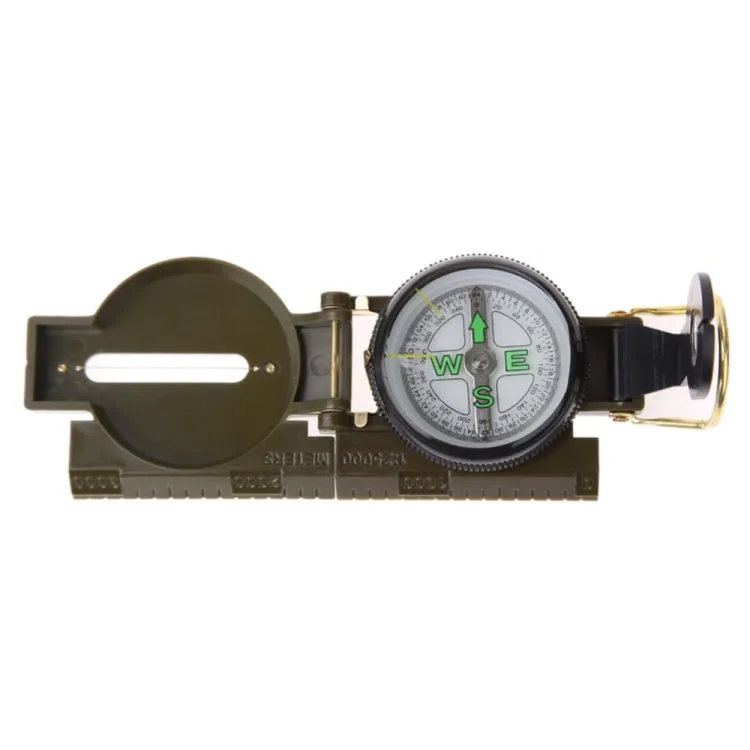 Portable Folding Army Green Lens Compass Multifunction Mini Camping Climbing Outdoor Tool