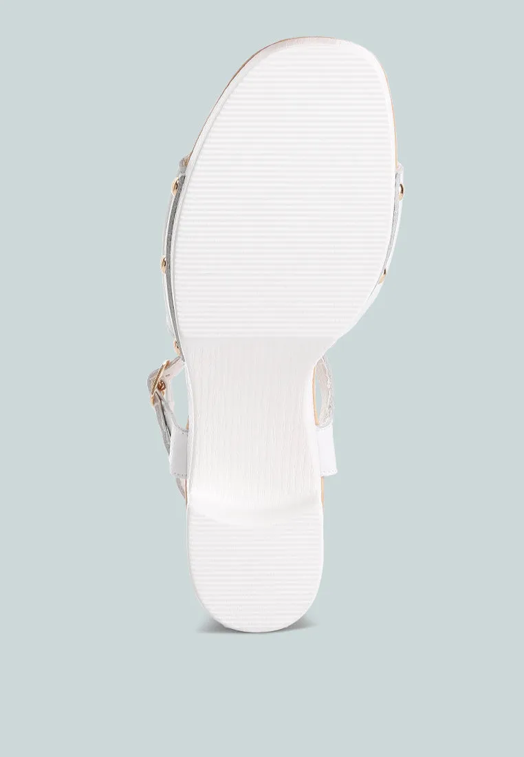 Sawor Recycled Leather High Block Sandals In White