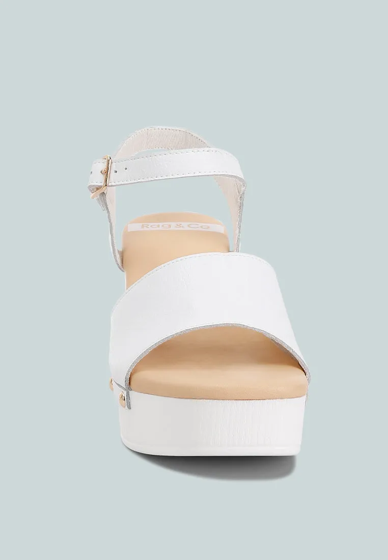 Sawor Recycled Leather High Block Sandals In White