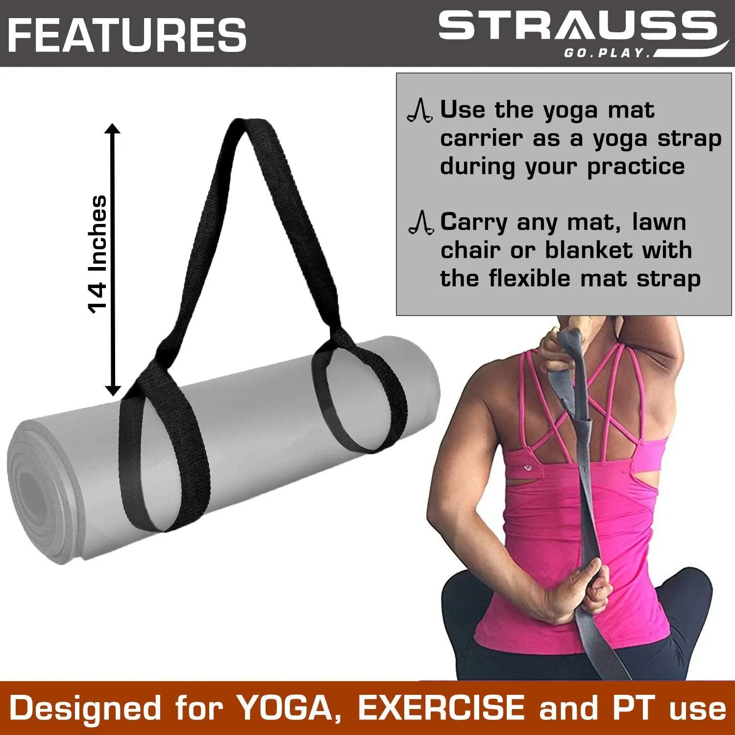 Strauss Yoga Mat, 6mm (Grey) and Yoga Shoes, (Black)